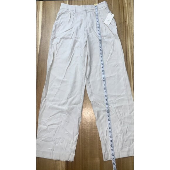 A New Day Womens Wide Leg Pleated Trousers w/ Pockets Cream Color Size 4 - Picture 8 of 13